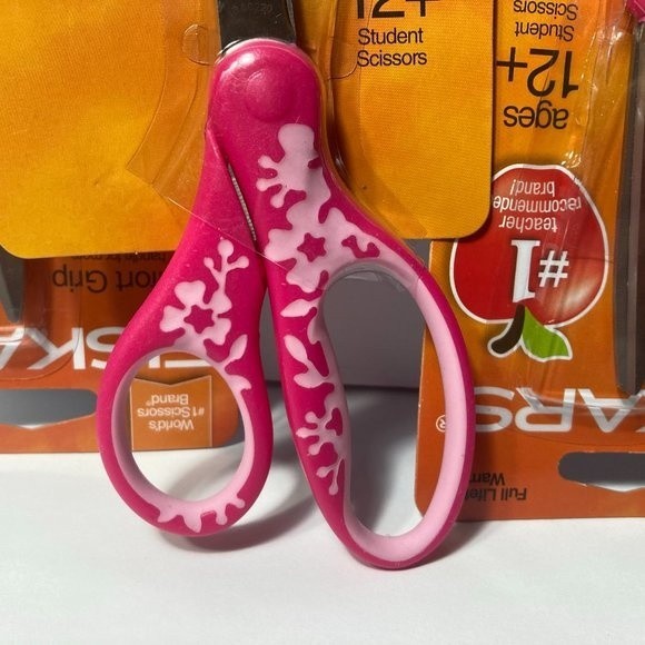 3 Fiskars Pink Comfort Grip Pointed Scissors - Picture 5 of 13